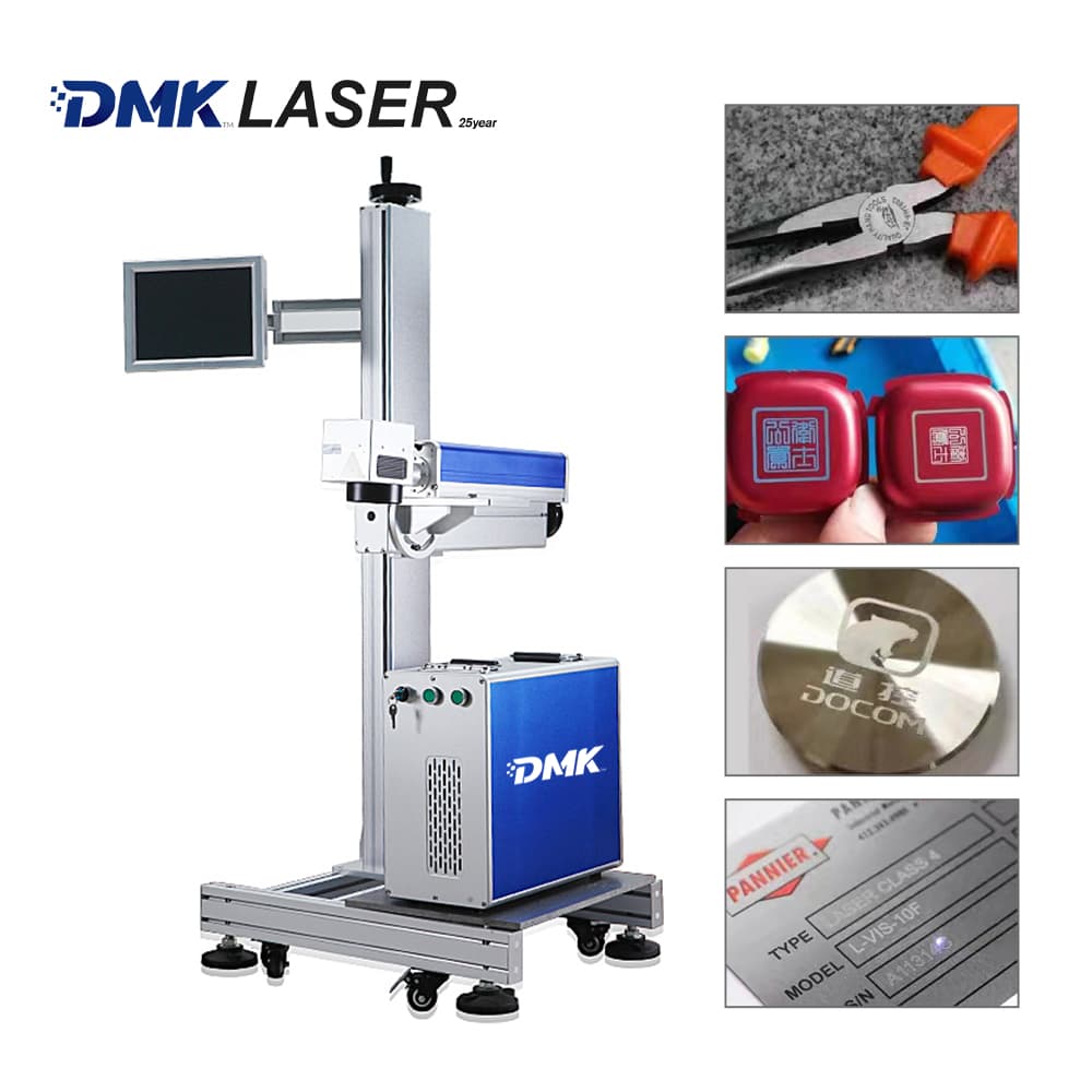 DMK 20W/30W/50W/60W High-Speed Production Line Fiber Laser Flying Marking Machine for Metal/Plastic/Cable - 200m/min High-Precision Consumable-Free Marking